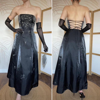 Morgan & Co petite black strapless prom dress UK 8