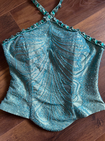 3-piece taffeta top, skirt & shawl set uk 8