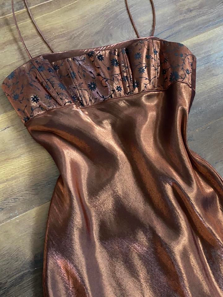 Morgan & Co metallic brown evening prom dress uk 10