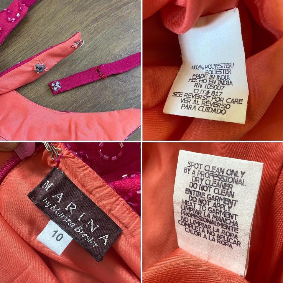 Fuchsia pink Marina beaded open back evening dress uk 10
