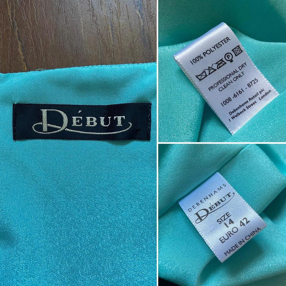 Debut sapphire beaded evening dress uk 14