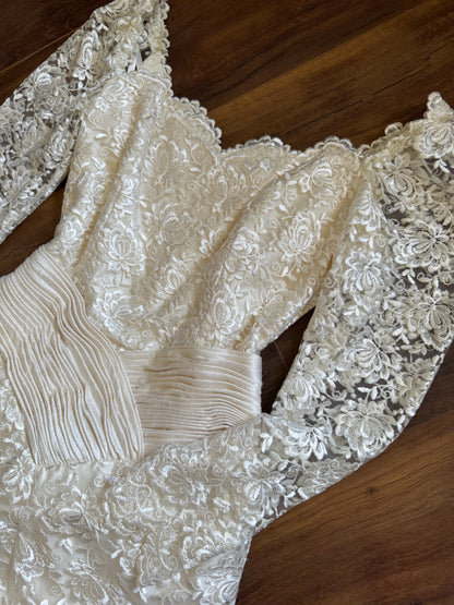 Helen Marina 1990s pure silk lace wedding dress uk 10