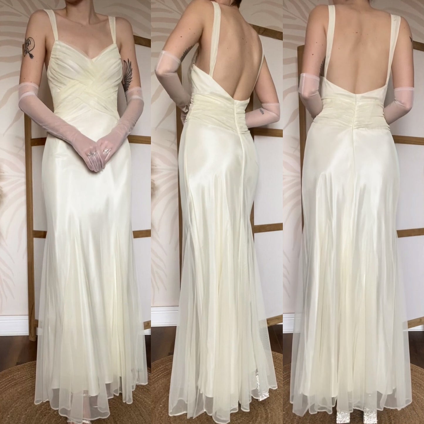 Niki Livas cream tulle summer wedding dress uk 12