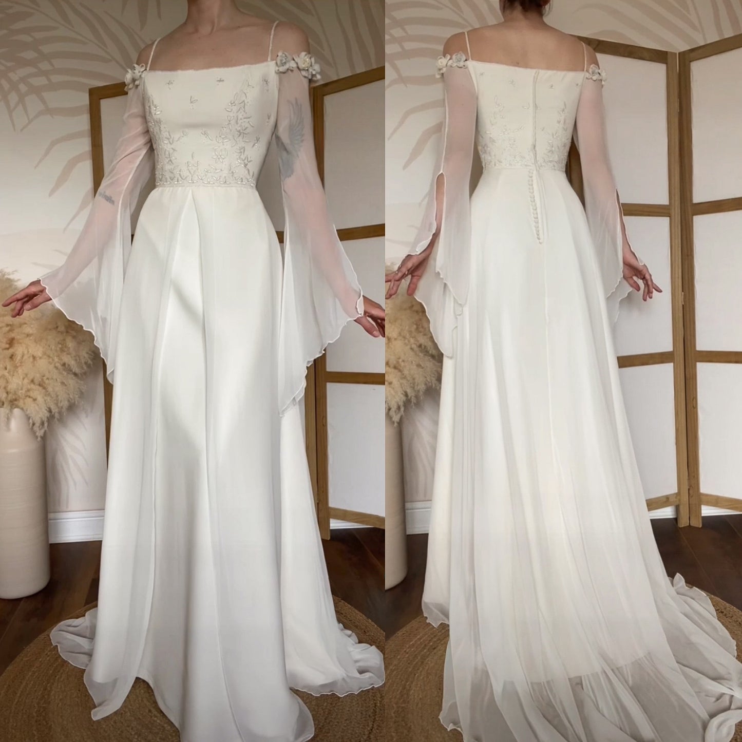 Ivory Benjamin Roberts ethereal wedding dress uk 12