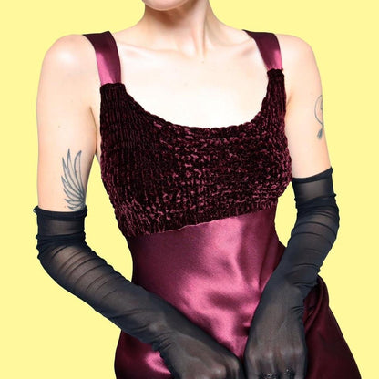 Dark red velvet bust slip dress UK 14