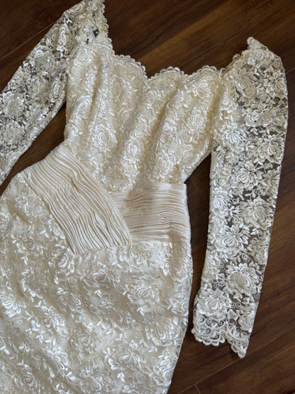Helen Marina 1990s pure silk lace wedding dress uk 10