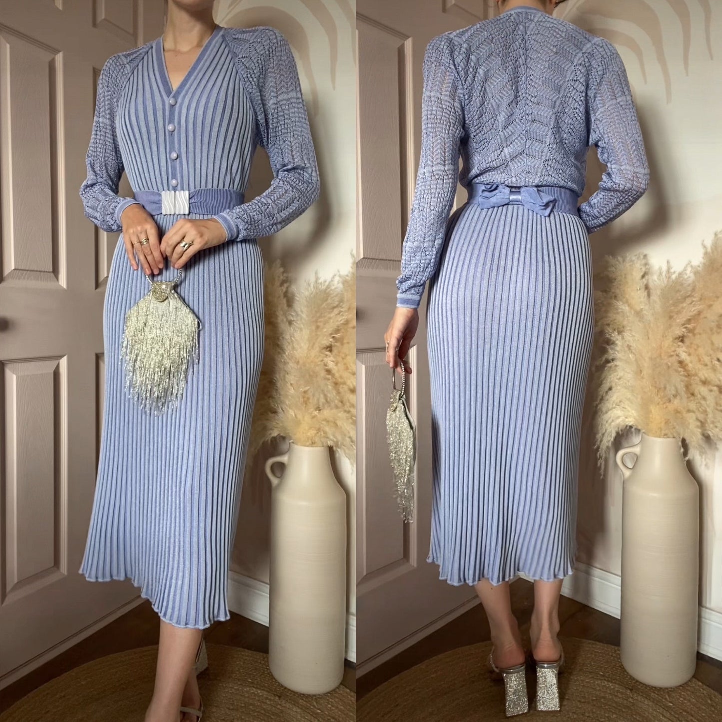 Medici powder blue knit midi dress uk 8-10
