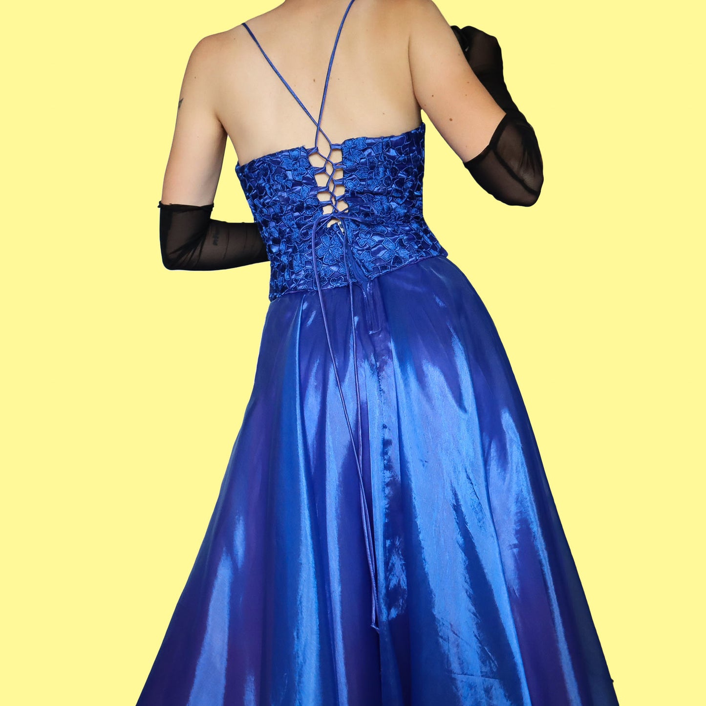 YVE London blue a-line prom dress & shawl UK 12-14