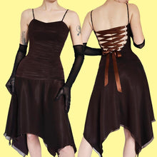 Load image into Gallery viewer, Brown Charas lace up midi dress UK 6
