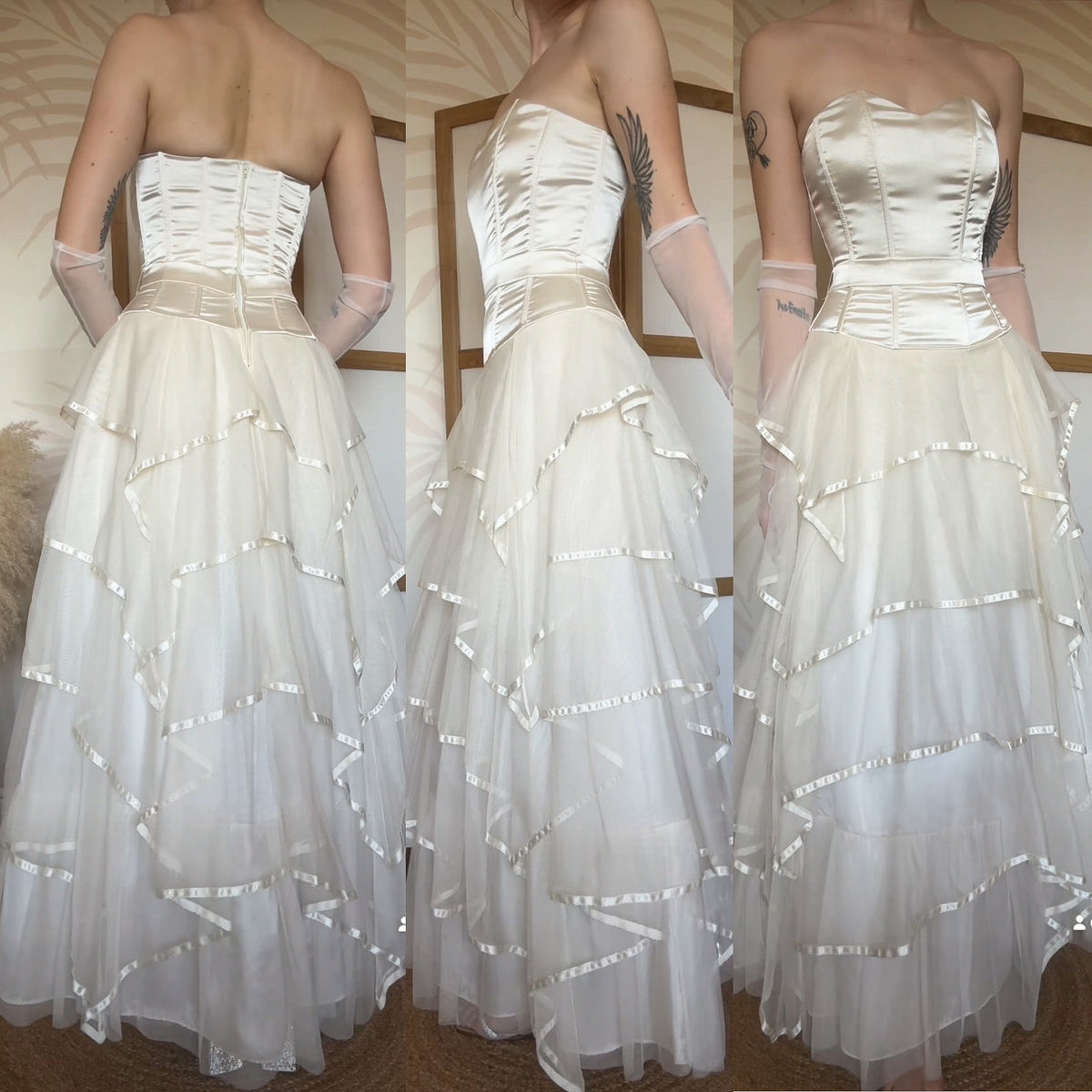 Cream strapless evening dress uk 8-10