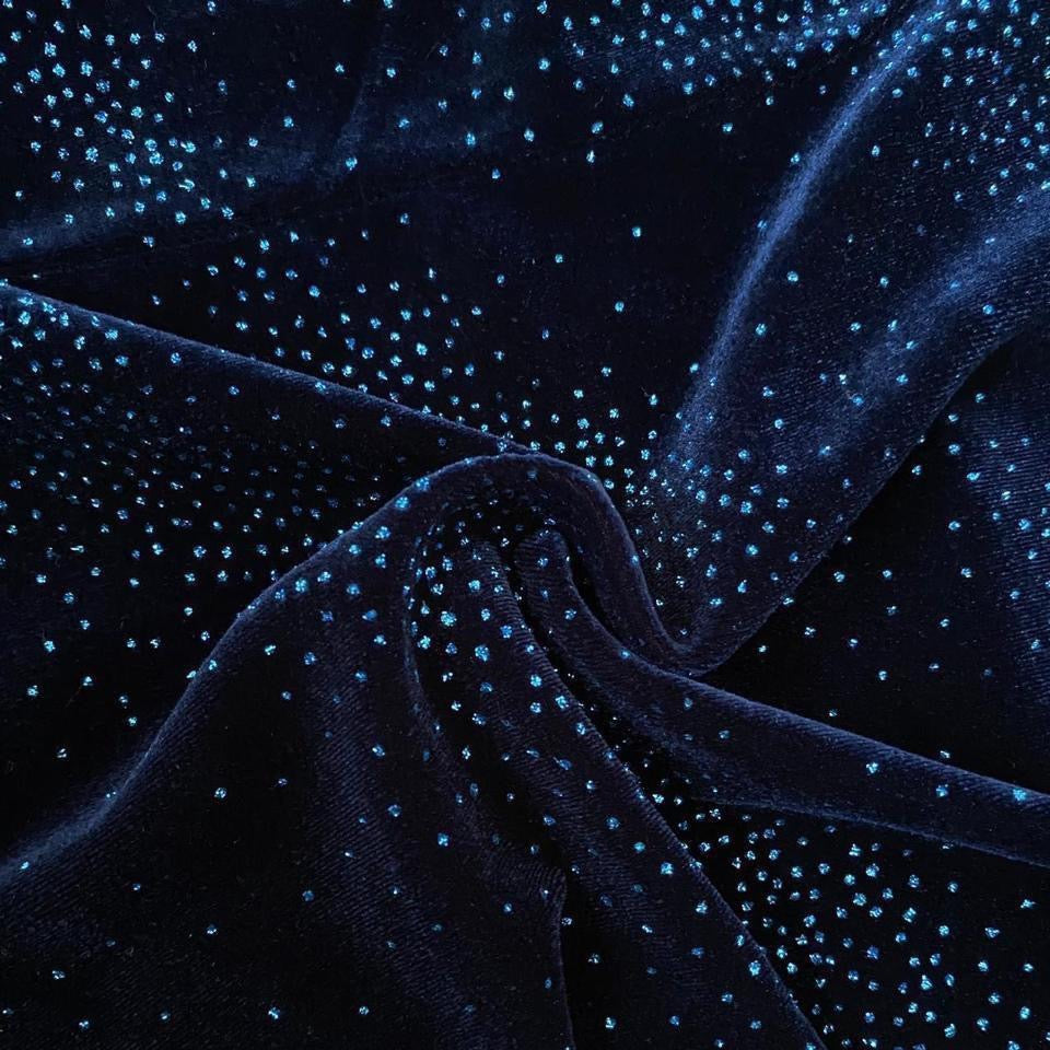 Navy velvet stretch glitter dress UK 12