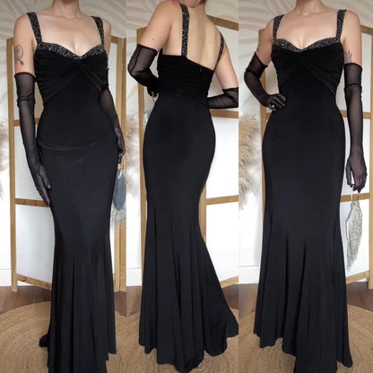 Niki Livas black stretchy beaded evening dress uk 12