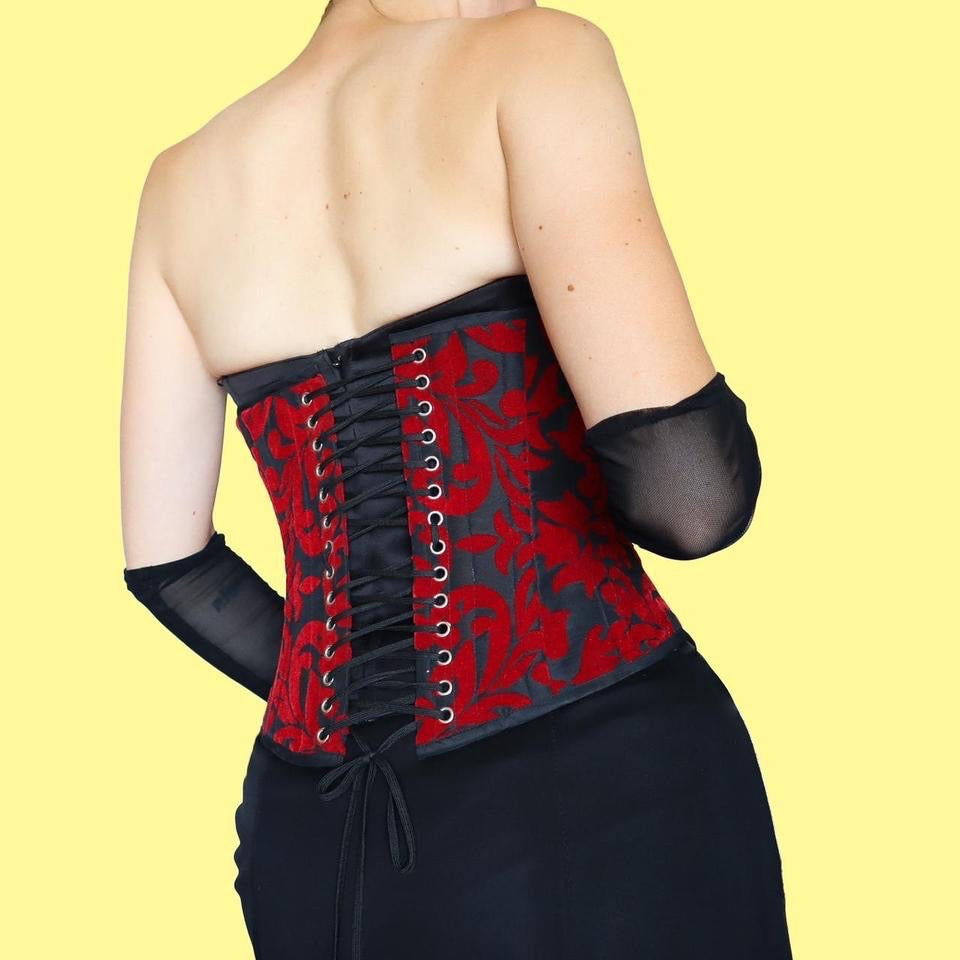 Black & red underbust corset UK S