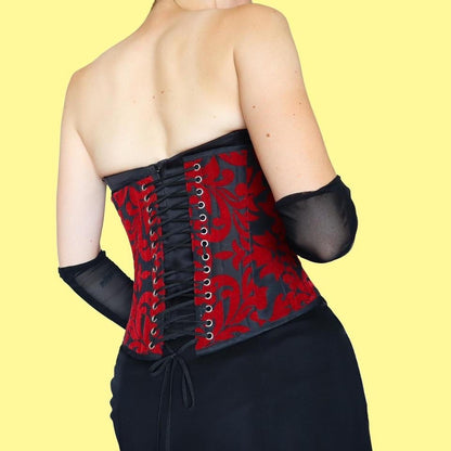 Black & red underbust corset UK S