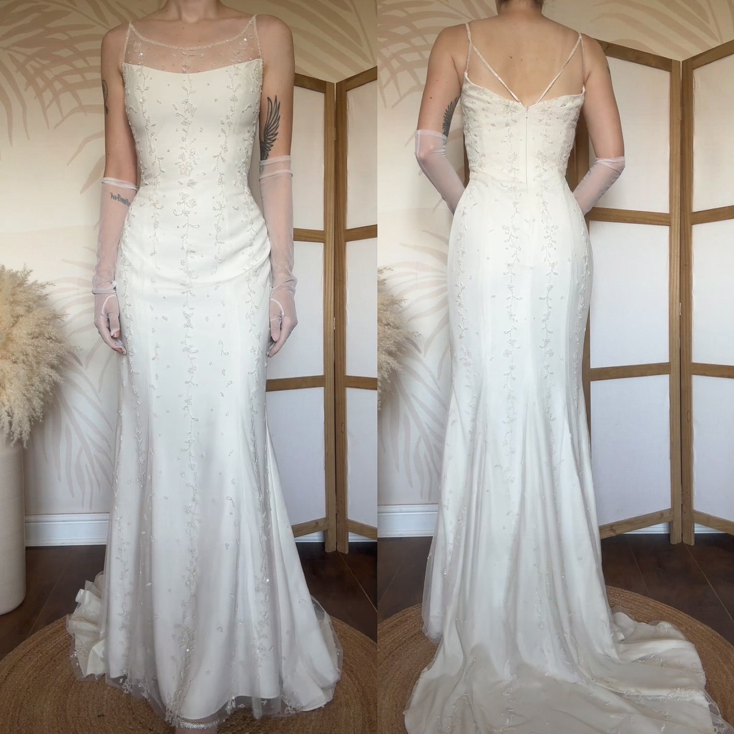 Ivory beaded wedding dress uk 10-12