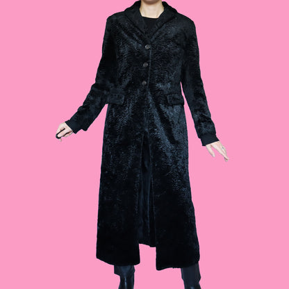 Black faux fur maxi coat UK S