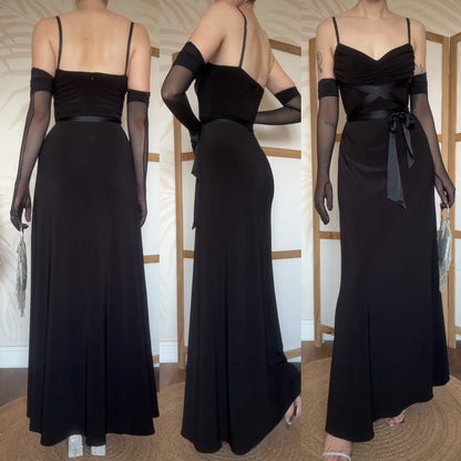 Black 90s stretch evening dress uk 12
