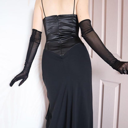 Black corset lace up evening gown UK 10