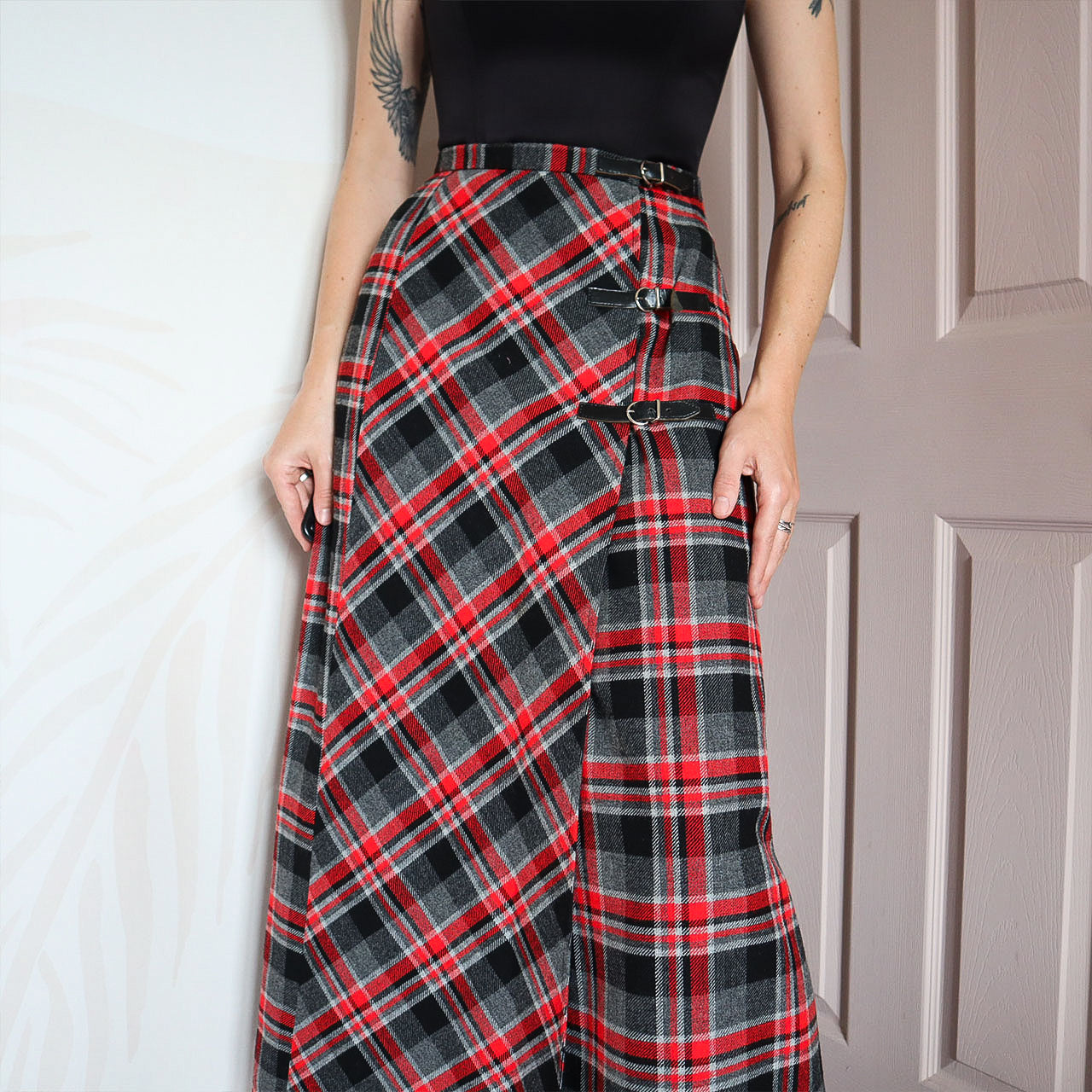 Alexon tartan wool blend maxi skirt UK 10