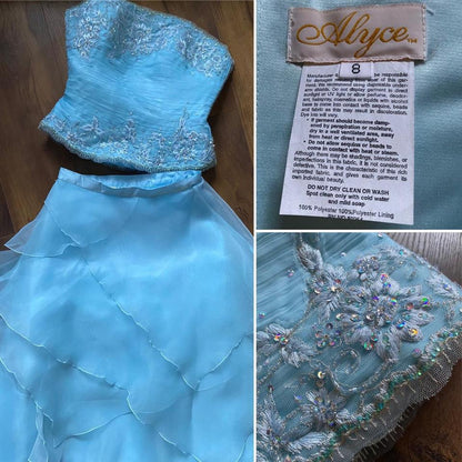 Ice blue 3-piece prom set uk 8