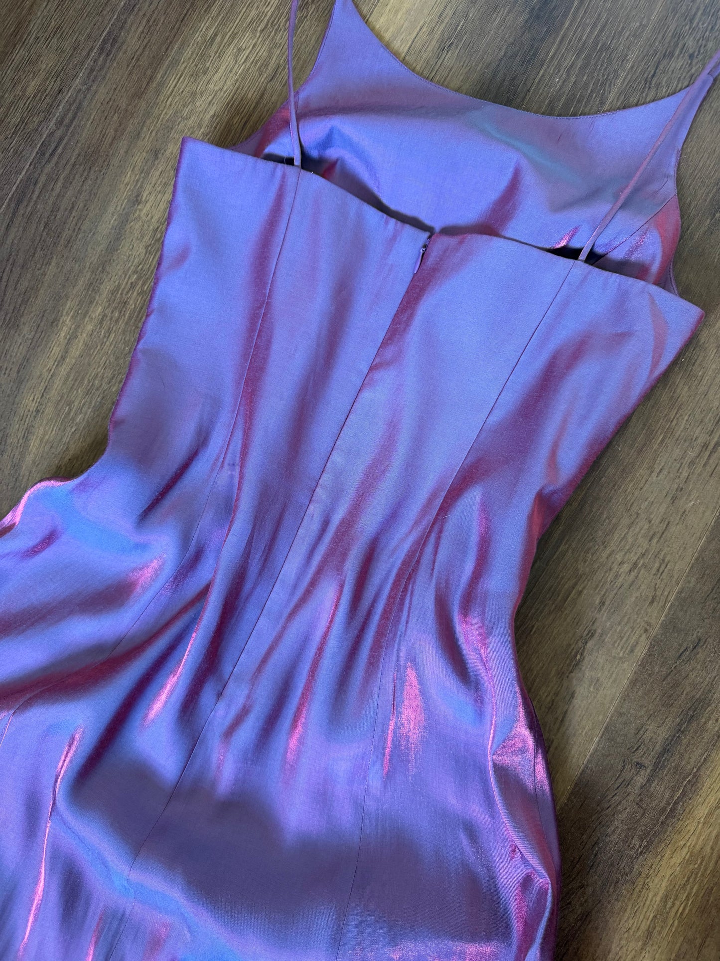 Debut purple iridescent evening dress & shawl uk 12