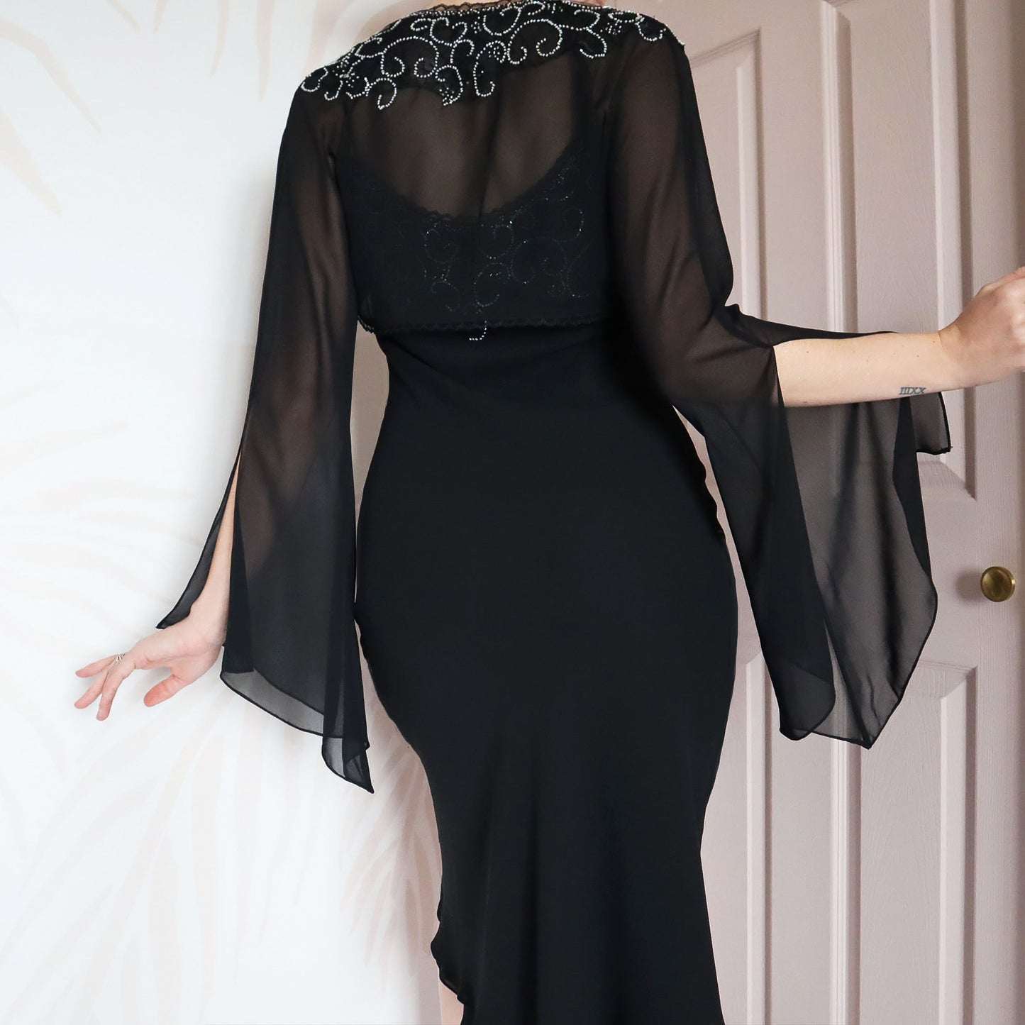 Vintage After Six 2 piece chiffon dress & shawl UK 10
