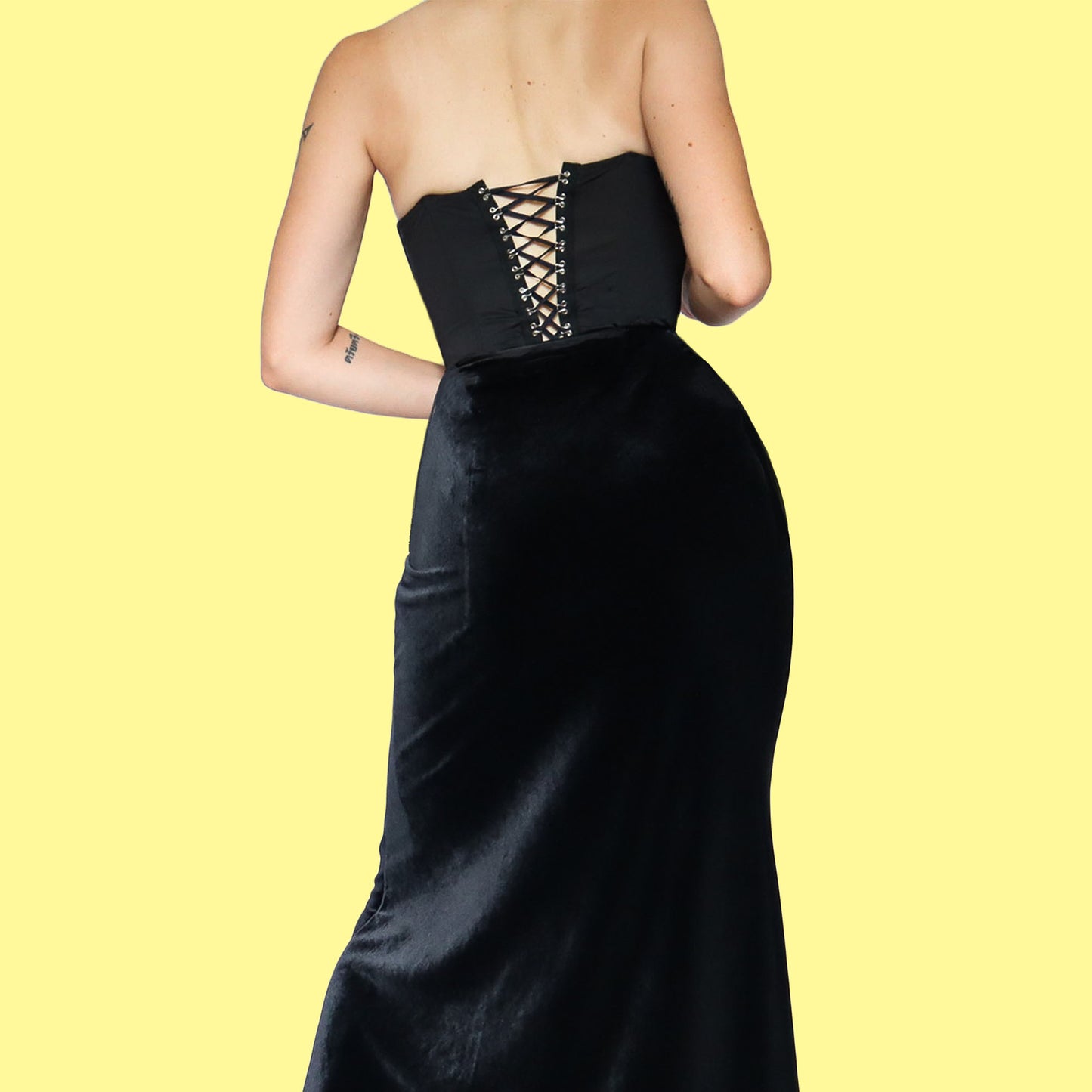 Black velvet frill maxi evening skirt UK 10