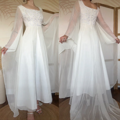 Amanda Wyatt 90s ivory long sleeve ethereal wedding dress uk 18