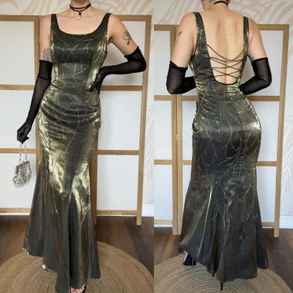 Christine Elizabeth iridescent green beaded gown UK 12