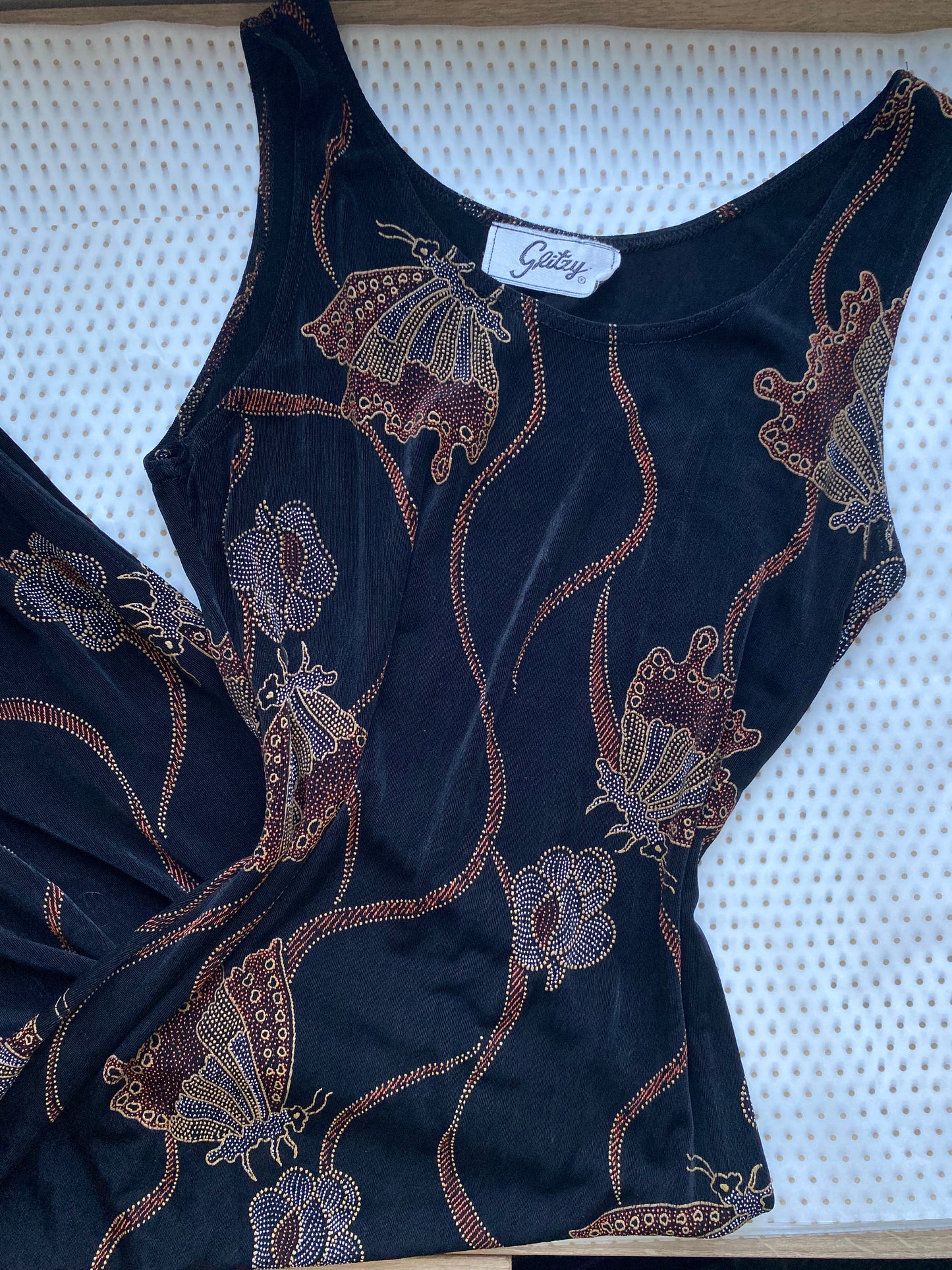 Black stretch butteryfly print y2k maxi dress UK 10/12