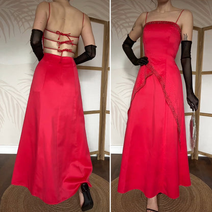 Beautiful Morgan & Co red a line beaded evening dress UK 10