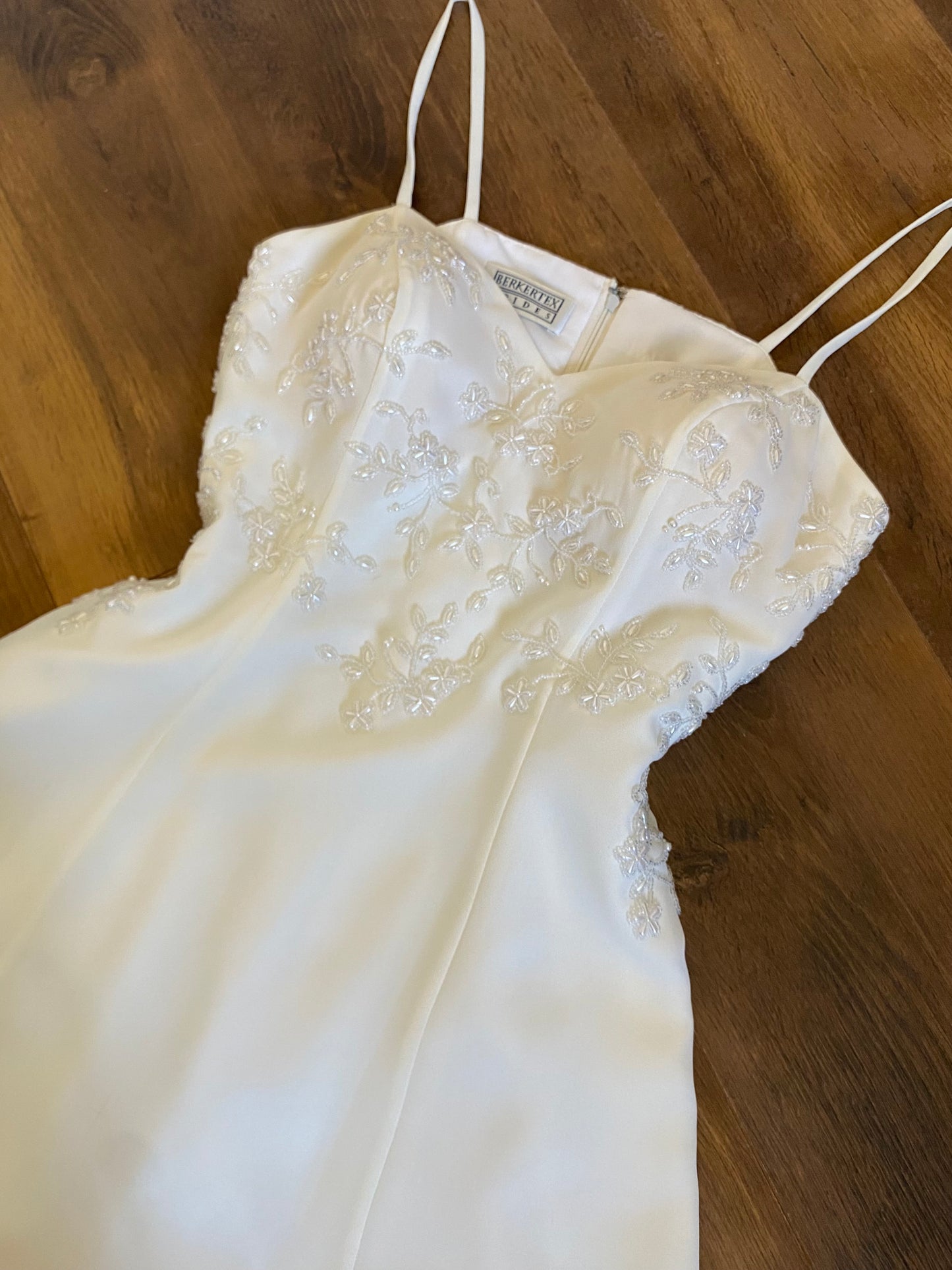 90s ivory beaded a-line wedding dress & shawl uk 6-8