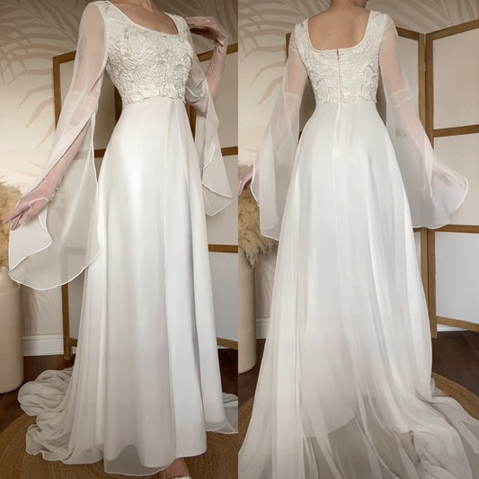 Ethereal lace long sleeve wedding dress uk 12