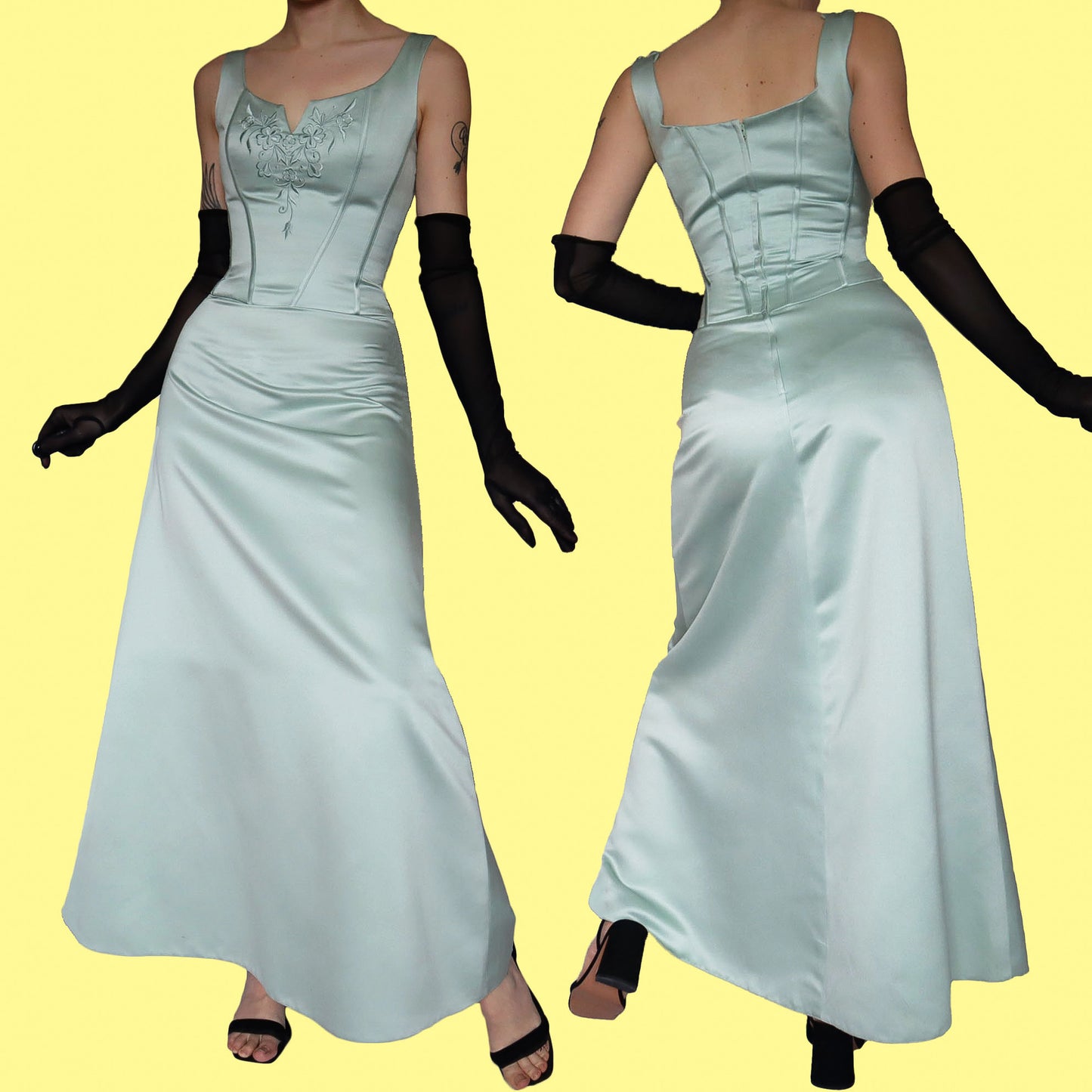 Light green a-line evening gown UK 8-10