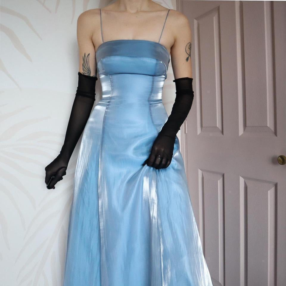 Shimmery Debut ice blue a line gown UK 10