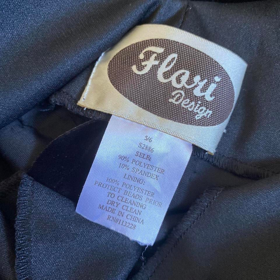 Flori Vintage 90s Black Velvet Beaded Evening Gown UK 10