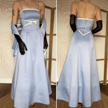 Niki Livas light blue & white prom dress & shawl UK 10-12