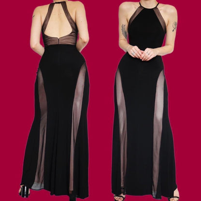 Morgan & Co Black Panelled Stretch Gown UK 8 & 10 available