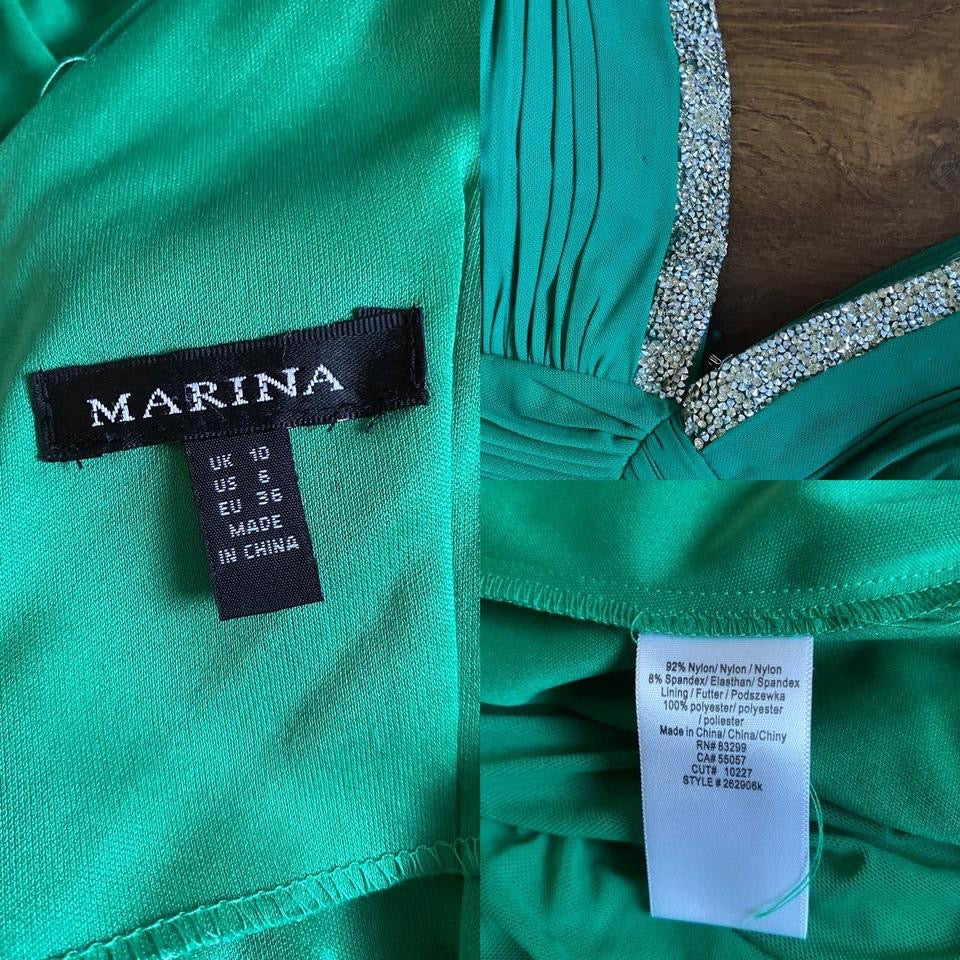 Green stretch beaded evening dress UK 10-12