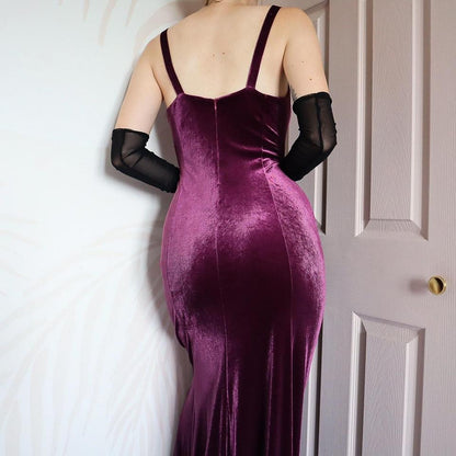 Purple Richards velvet stretch evening dress UK 10-12
