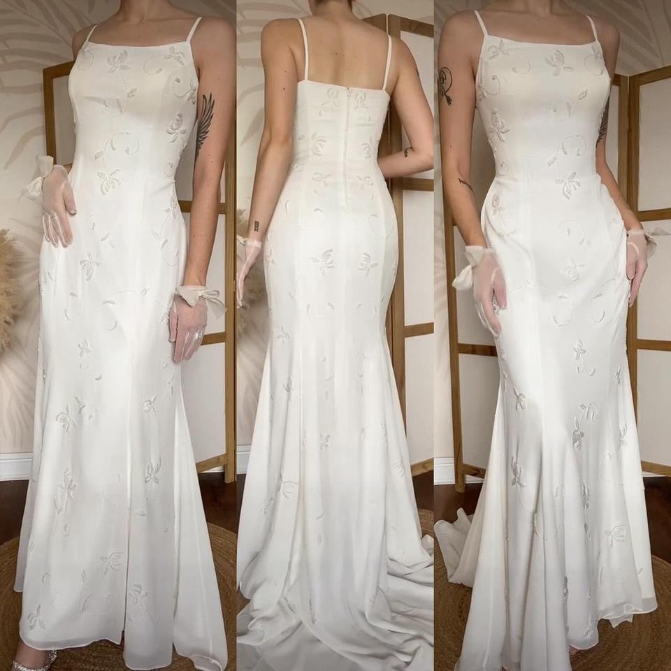 White beaded Berkertex Bride vintage wedding dress uk 12