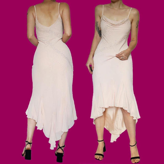Dusk pink beaded midi dress UK 10