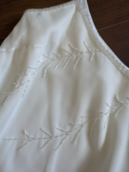 Ivory chiffon beaded wedding dress uk 14