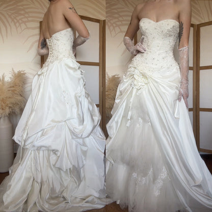 Warm ivory strapless a-line wedding dress uk 12