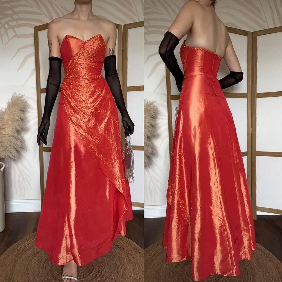 Dynasty strapless a-line prom dress & shawl uk 8