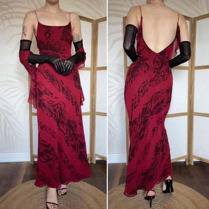 After Six red print slip dress & shawl UK 10