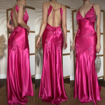 Niki Livas pink satin prom dress uk 10