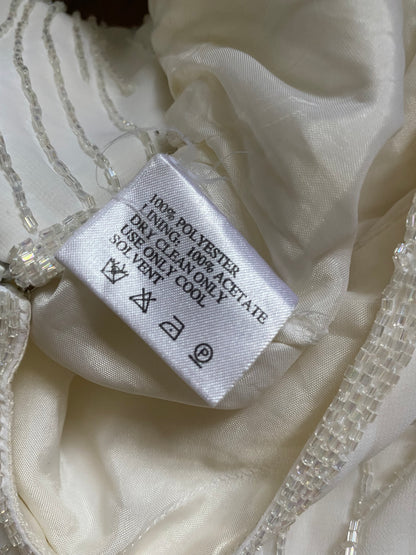 Frank Usher vintage white heavily beaded wedding dress UK 16