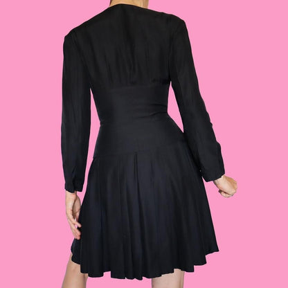 Nick Coleman black long sleeve mini dress UK S