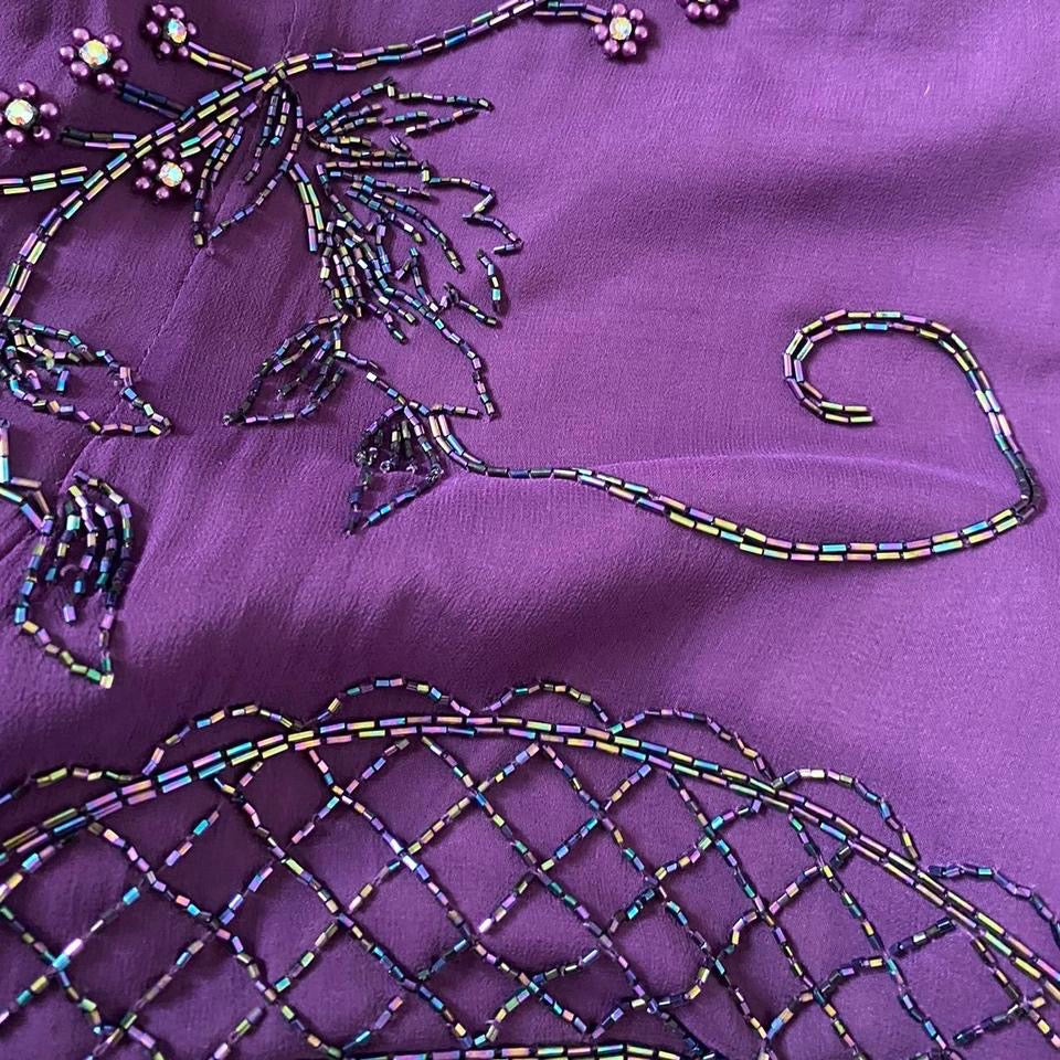 YVE London 100% silk beaded dress UK 12